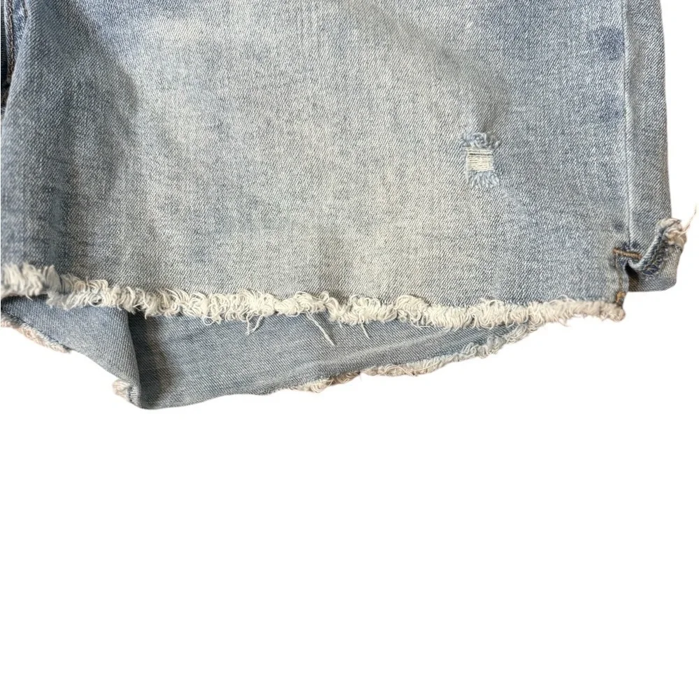 Seven 7 Medium Wash Denim Shorts Raw Hem Size 12